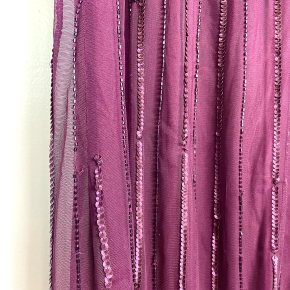 ADRIANNA PAPELL Womens Sequined Long Evening Gown Purple Size 8 - Picture 12 of 13